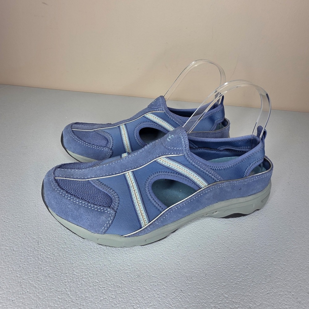 Easy Spirit ESTARBITRARY Shoes Women 9.5 Blue Suede Mesh Cut Out Walking Sandals